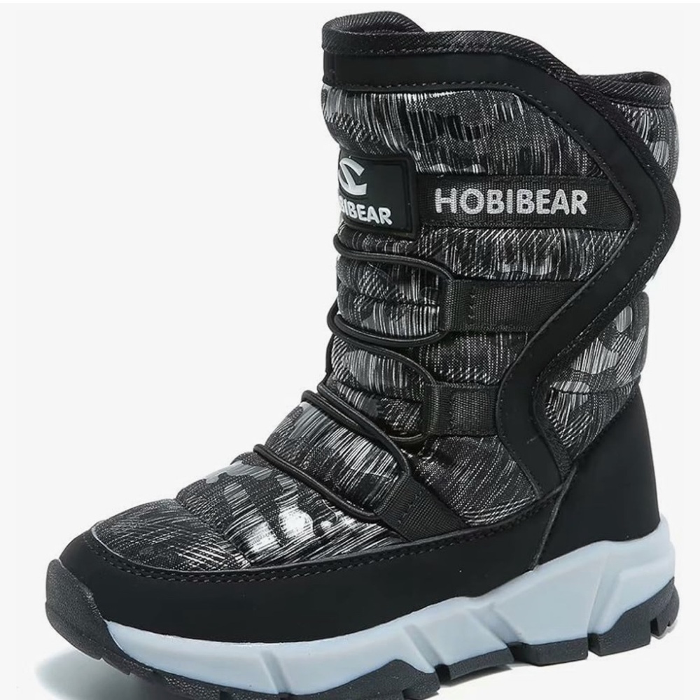 HOBIBEAR Kids Winter Snow Boots Waterproof Outdoor Warm Faux Fur Lined Shoes